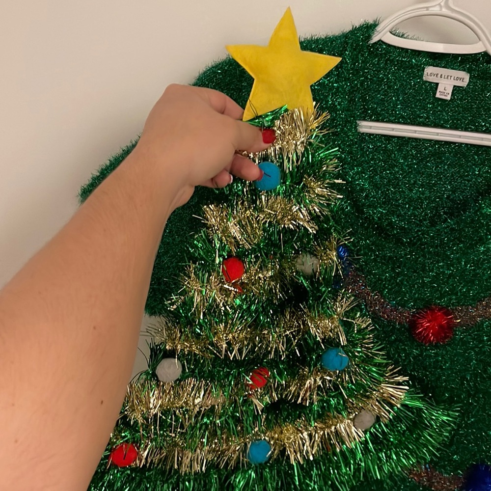 Size large Christmas dress with Christmas hat.